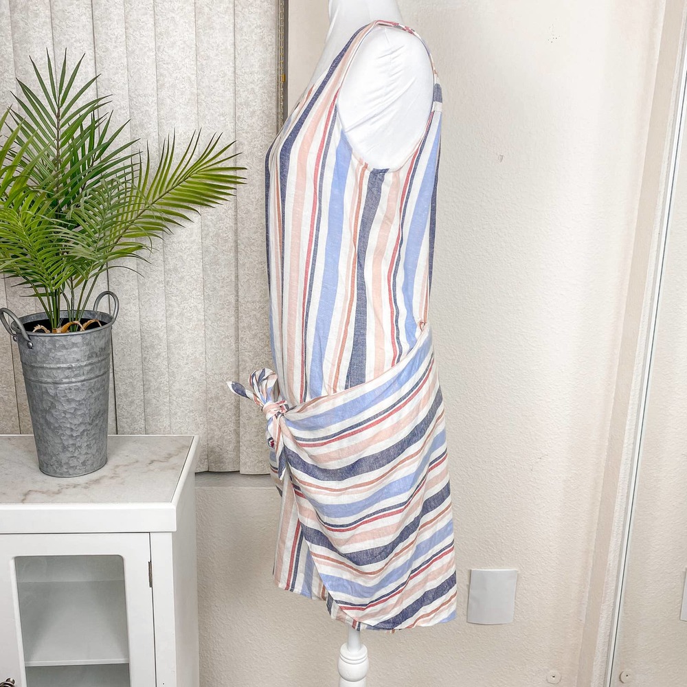 Anthropologie Drew Dress Wrap Linen Striped Tie Candy Stripe Size Small NWT - Picture 6 of 13